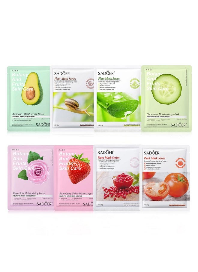 Mond'sub - MOND'SUB SADOER Face Sheet Mask Bundle with 8 Facial Skin Care Sheet Masks | Hydrating, Radiance Boost,Calming, Moisturizing, Balancing - For All Skin Types,Both Men & Women - Image 1
