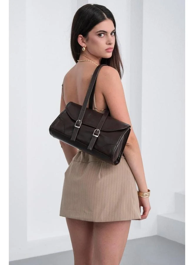 شولي باجس حقيبة Lue Vintage Baget بلون القهوة الداكن.