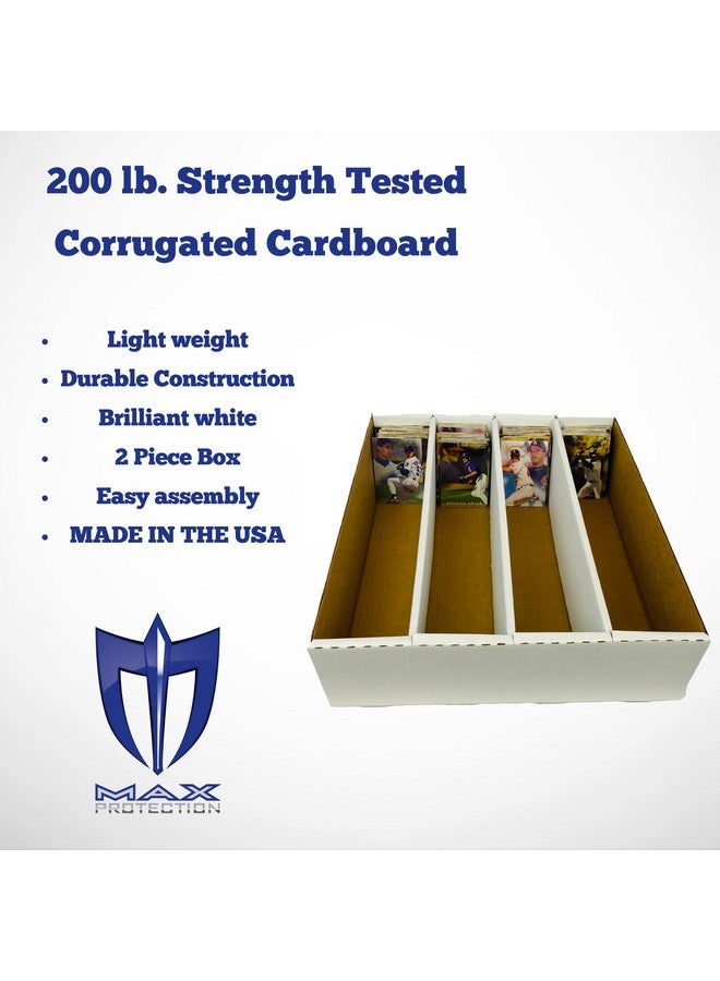Max Protection (3) 4 Row Trading Card Storage Box - Durable Cardboard Box for Sports, Card Collection - 200 lb. Test Strength, Full Lid Design. Made in the USA - Image 3