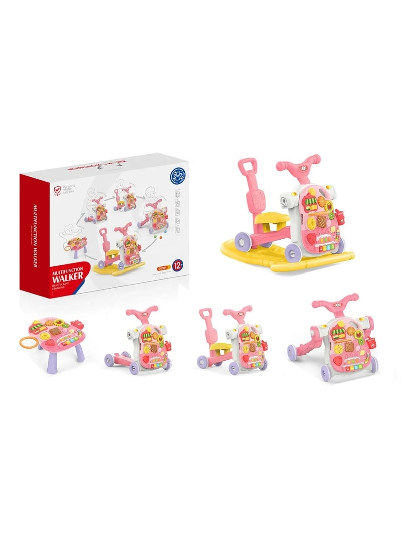 HUANGER Baby Walker 5×1 Hanger Multifunctional - Walker, Rocker, Play & Learn Table - From 12 months - Pink Color - Image 2