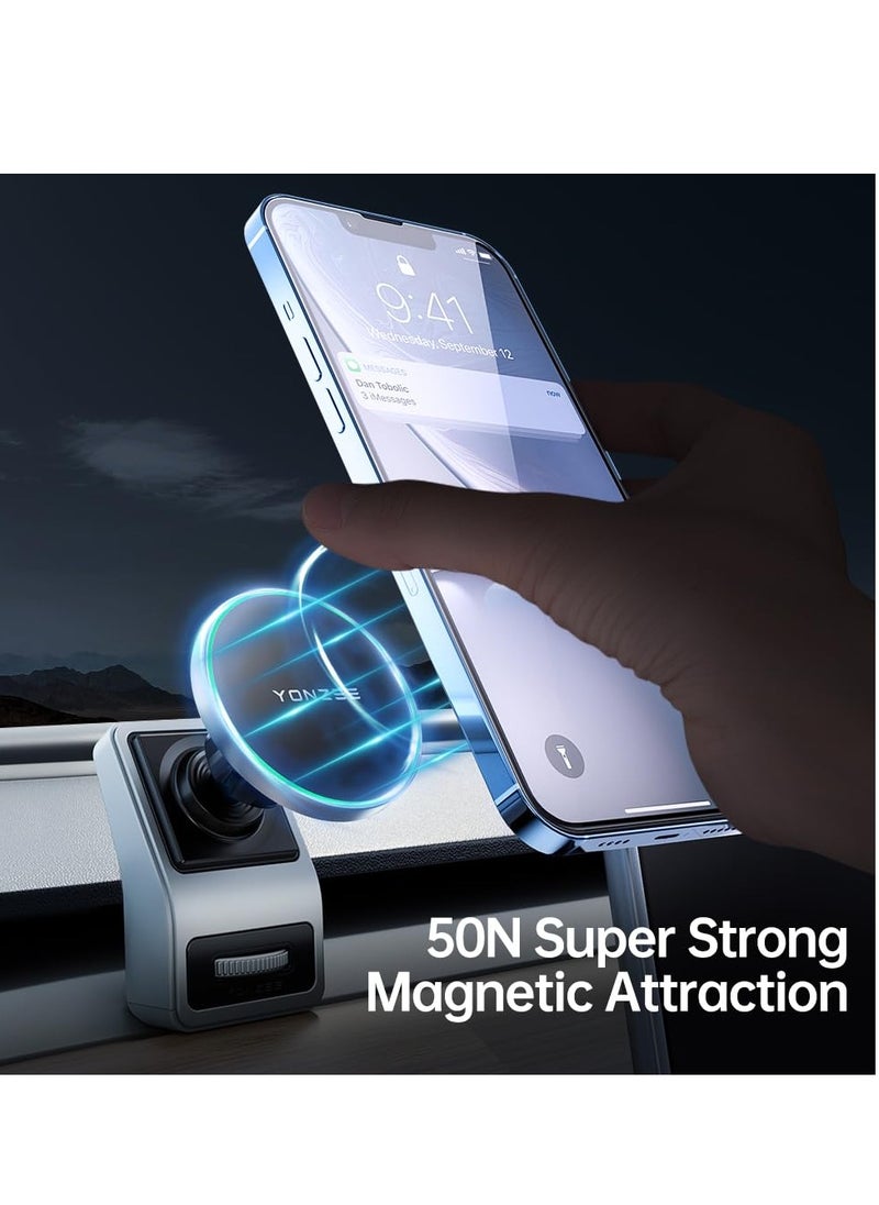 KASTWAVE - حامل هاتف MagSafe للسيارة، حامل هاتف لسيارة Tesla Model Y/3 يناسب حامل هاتف السيارة MagSafe، حامل هاتف مغناطيسي مخفي قابل للطي مناسب لجميع ملحقات هواتف Tesla Model Y/3 - Image 1