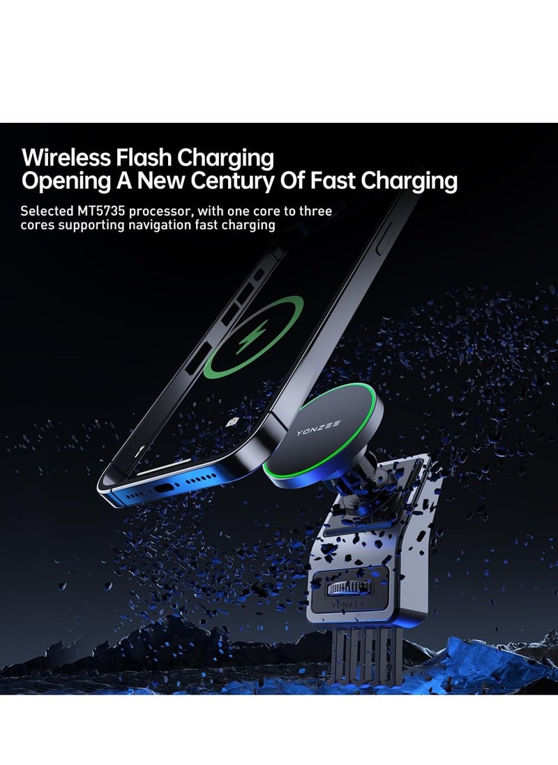 KASTWAVE - حامل هاتف MagSafe للسيارة، حامل هاتف لسيارة Tesla Model Y/3 يناسب حامل هاتف السيارة MagSafe، حامل هاتف مغناطيسي مخفي قابل للطي مناسب لجميع ملحقات هواتف Tesla Model Y/3 - Image 1