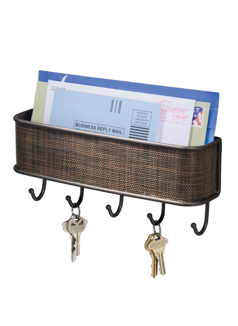IDesign iDesign Twillo Mail and Key Holder Decorative Wall Mounted Key Rack Organizer Pocket and Letter Sorter Holder for Entryway Kitchen Mudroom Home Office Organization 105 x 25 x 45 Bronze 