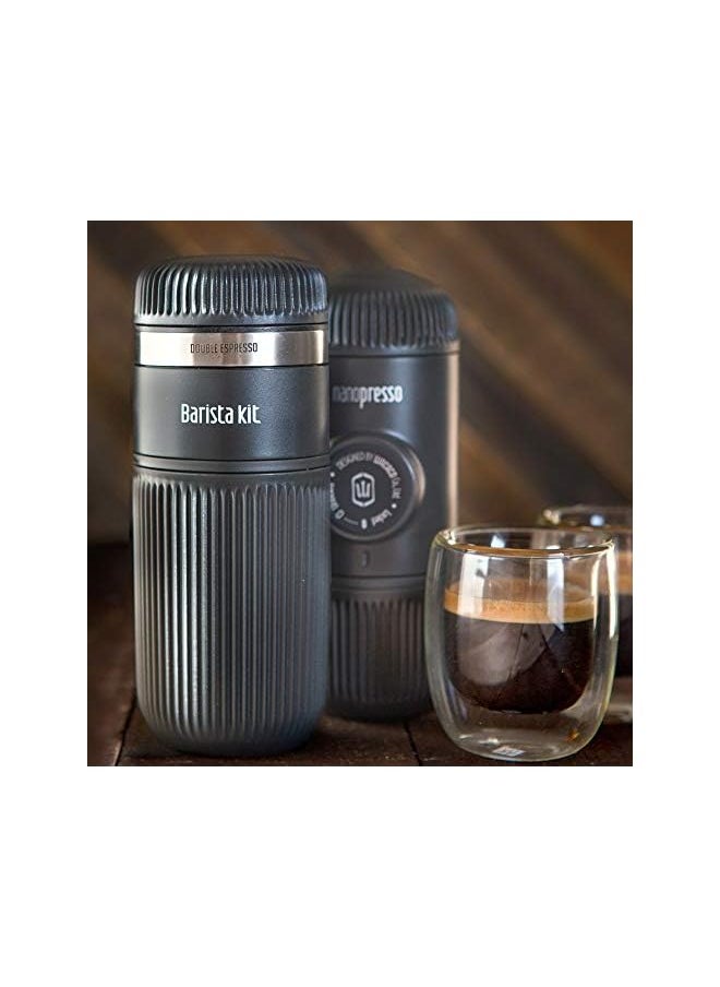 Barista Kit With Accessories Of Nanopresso Prtable Mini Esspresso Coffee Maker For Travel, Camping, Office