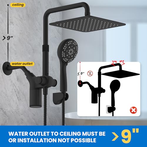 Ryamen Upgraded Dual Shower Heads Combo, 10 inch Filtered Shower Head with Handheld, 3-Way Rain Shower Head with Filters, 7 Settings Handheld Spray, High Pressure, Height Adjustable (Black) - Image 4