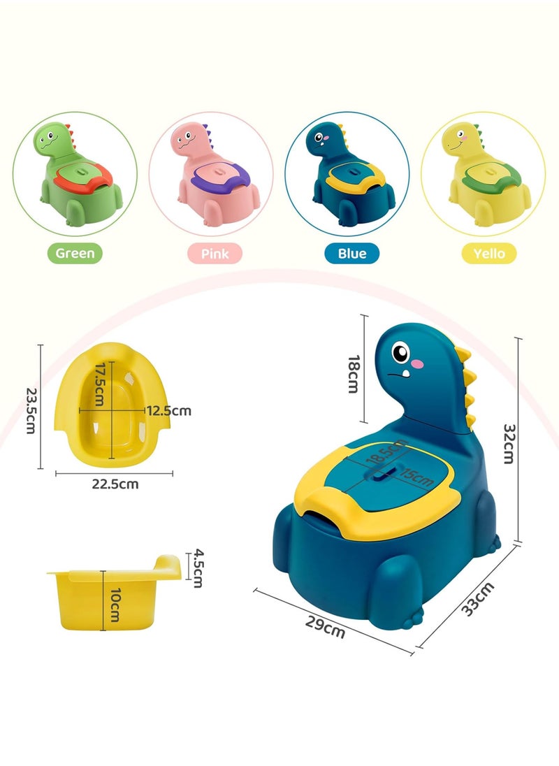 Toshionics - Baby Dinosaur Potty Training Seat Dinosaur Potty Training Seat for Baby Toddlers and Kids Anti-Slip Portable Toilet Chair with Removable Tray Foldable and Comfortable Potty Trainer for Toddlers Boys and Girls (1-7 Years) with Backrest and Closing Lid Easy Clean and Travel Friendly Baby Potty Seat - Image 1