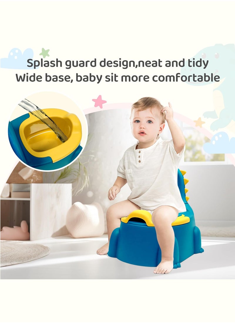 Toshionics - Baby Dinosaur Potty Training Seat Dinosaur Potty Training Seat for Baby Toddlers and Kids Anti-Slip Portable Toilet Chair with Removable Tray Foldable and Comfortable Potty Trainer for Toddlers Boys and Girls (1-7 Years) with Backrest and Closing Lid Easy Clean and Travel Friendly Baby Potty Seat - Image 1
