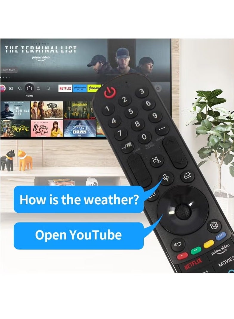 عربست جهاز تحكم عن بعد صوتي MR21GA، جهاز تحكم عن بعد ذكي مدمج ومتين مع وظائف بلوتوث ومؤشر، جهاز تحكم عن بعد سحري بديل متوافق مع جميع موديلات تلفزيون LG الذكية، (قطعة واحدة) - Image 2