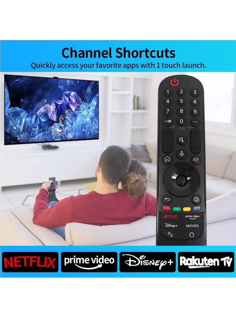 عربست جهاز تحكم عن بعد صوتي MR21GA، جهاز تحكم عن بعد ذكي مدمج ومتين مع وظائف بلوتوث ومؤشر، جهاز تحكم عن بعد سحري بديل متوافق مع جميع موديلات تلفزيون LG الذكية، (قطعة واحدة) - Image 4