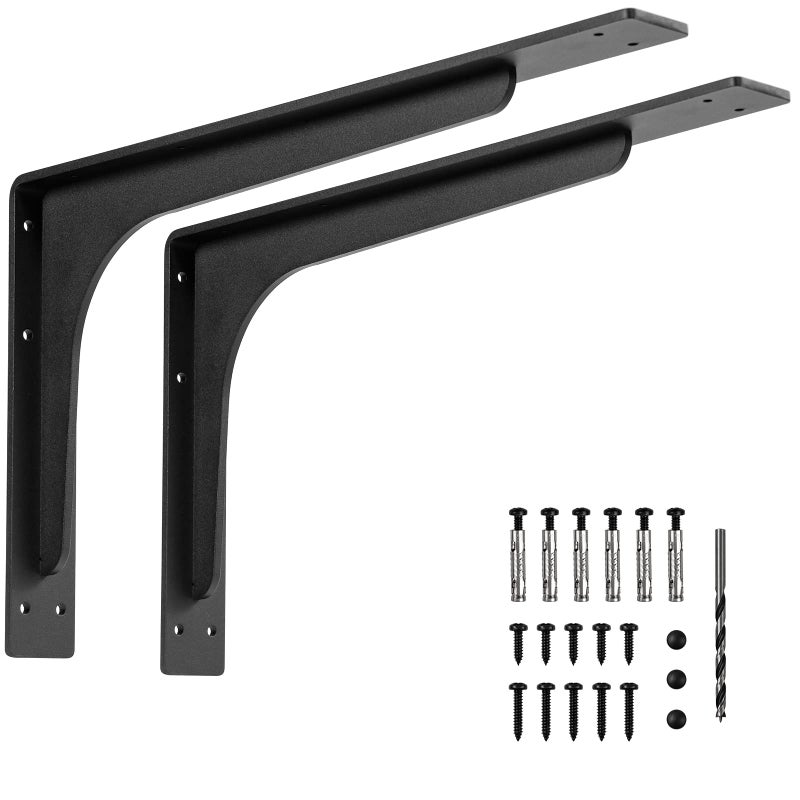 PICESA 20 x 12 INCH Shelf BracketsL Shelf Brackets Vertical Angle Premium Alloy Metal Heavy Duty Shelf Bracket high Strength Mounting Hardware Included Corner Brace JointPack of 2