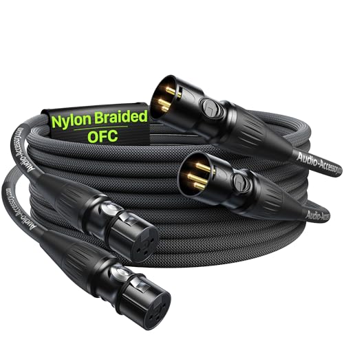 AA AUDIO ACCESSORY 6.6ft 2 Pack XLR Cables, Gold Plated Connectors from Rean-Neutrik Sub Brand, Kevlar-Reinforced Nylon Braided Mic Cable, OFC Shielded XLR Microphone Cable for Shure, Rode, Samson, Focusrite, Cloud etc - Image 1