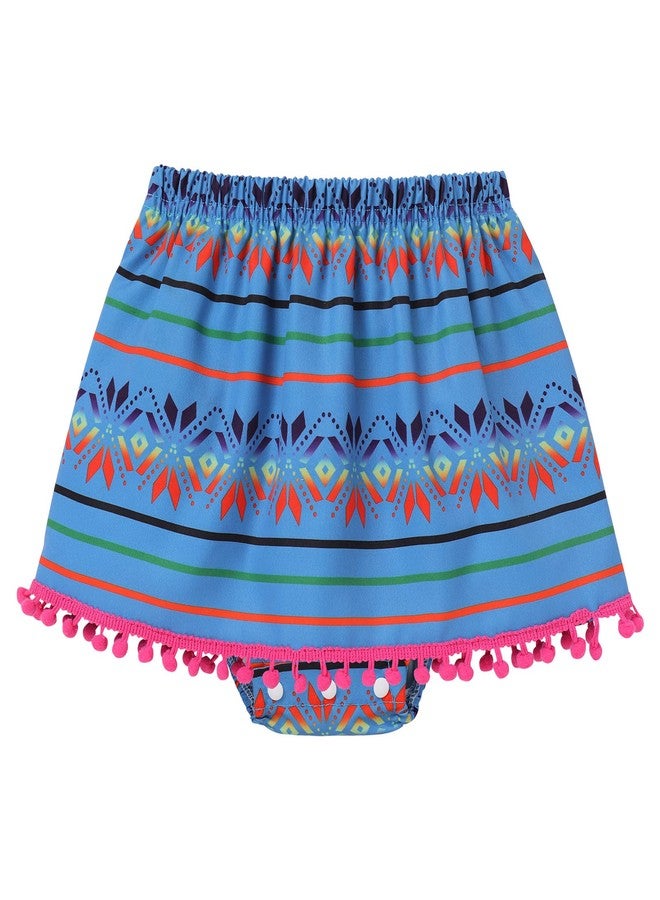 OBEEII Mexican Dress for Girls, Infant Baby Toddler Cinco De Mayo Fiesta Short Sleeve Floral Top Romper Skirt Headband Mexican Baby Clothes Clothes 3pcs Set Blue 12-18 Months - Image 2