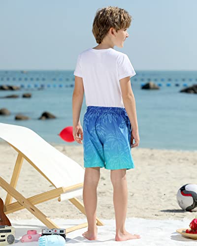 Cozople Boys, Big Kid Swim Trunks Stretchy Boxer Brief Liner Bathing Suit for Teens Novelty Hawaii Palm Tree Swimming Shorts Summer UPF Quick Dry Boardshorts for Beachwear Swimwear Size 14 T - Image 3
