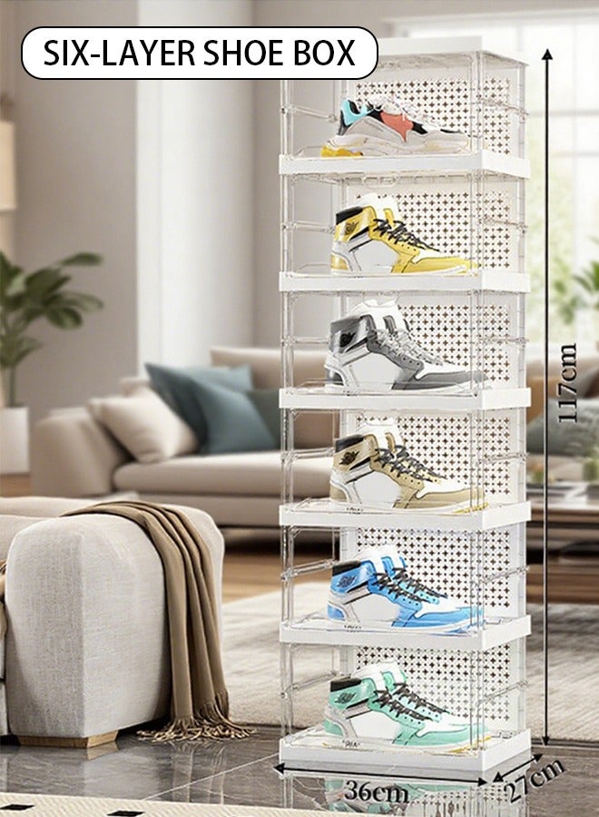 Generic The box has been completely upgraded and comes with a hassle-free installation feature. It features 6 layers of foldable shoe storage, a large capacity, and an enhanced, thickened dust-proof shoe rack.  - Image 1