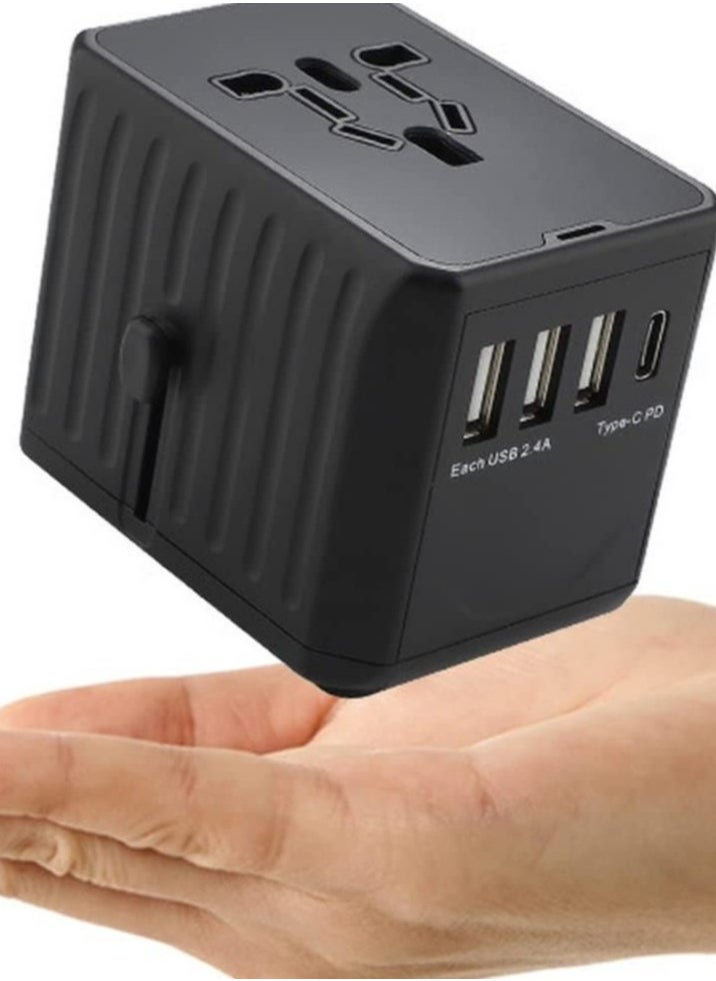 Generic Multi-Function Power Adapter for Travel, International Power Conversion Connector, 3Type-A & 1Type-C,4USB Interface, Universal Standard in Uk, Usa, Australia and Europe, Etc (Black)  - Image 2