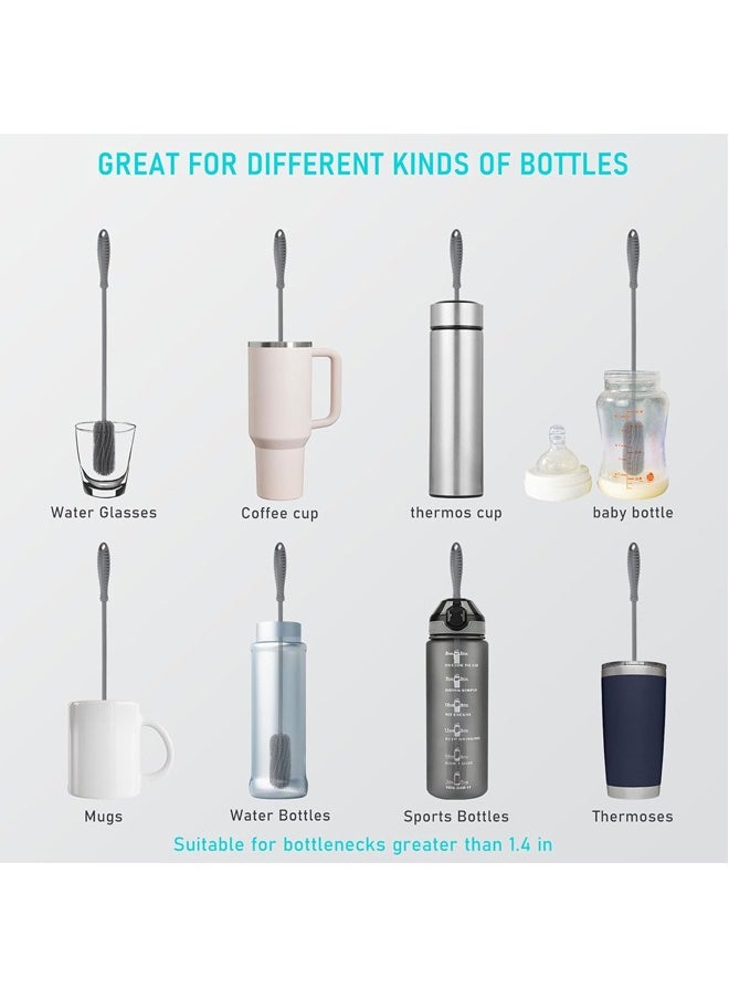 Generic Silicone Bottle Cleaning Brush with Long Handle, Water Bottle Cleaner for Baby Bottles, Hydro Flask, Sports Bottle, Stanley Cup, Glassware, Perfect for Narrow Neck Containers Grey  - Image 4