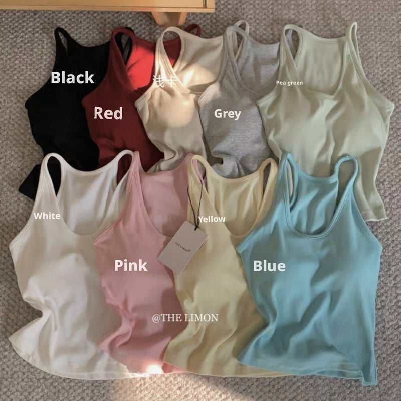 Women's Padded Camisole Top, Solid Color, Sleeveless - Image 2