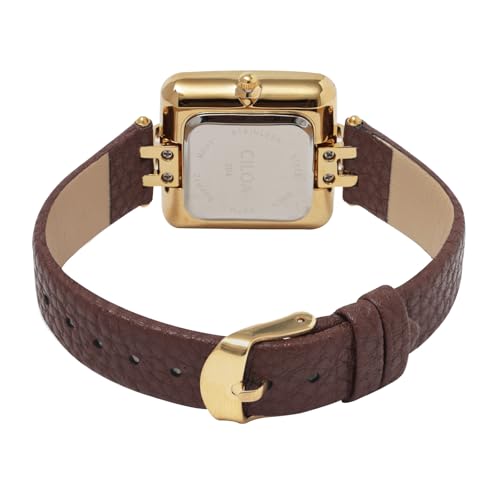 CILOA Women's Leather Strap Watch Dainty Elegant Gold Watches for Women Classic Casual Fashion Square Ladies Watch Gifts Present for Her. (Brown) - Image 2
