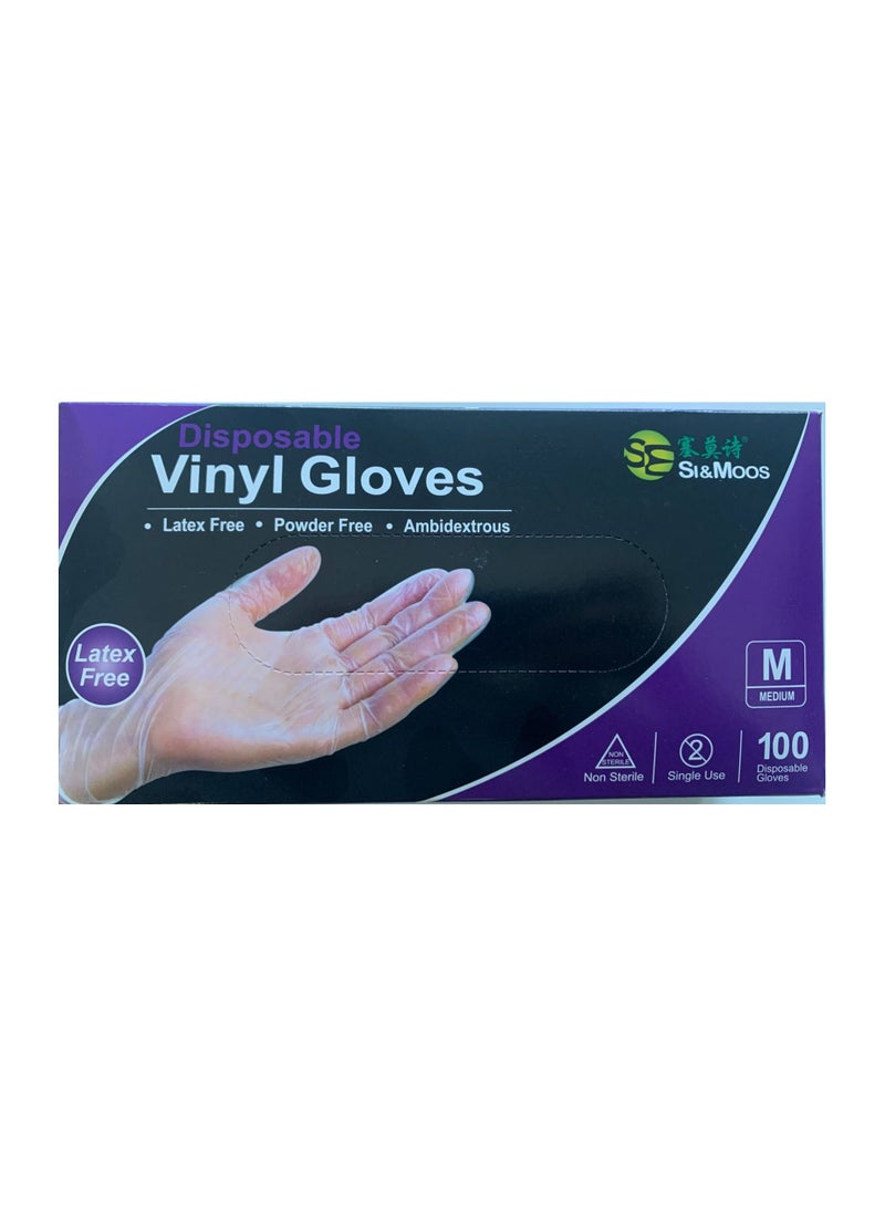 Vinyl 100 Piece Vinyl Disposable Gloves transparent large
