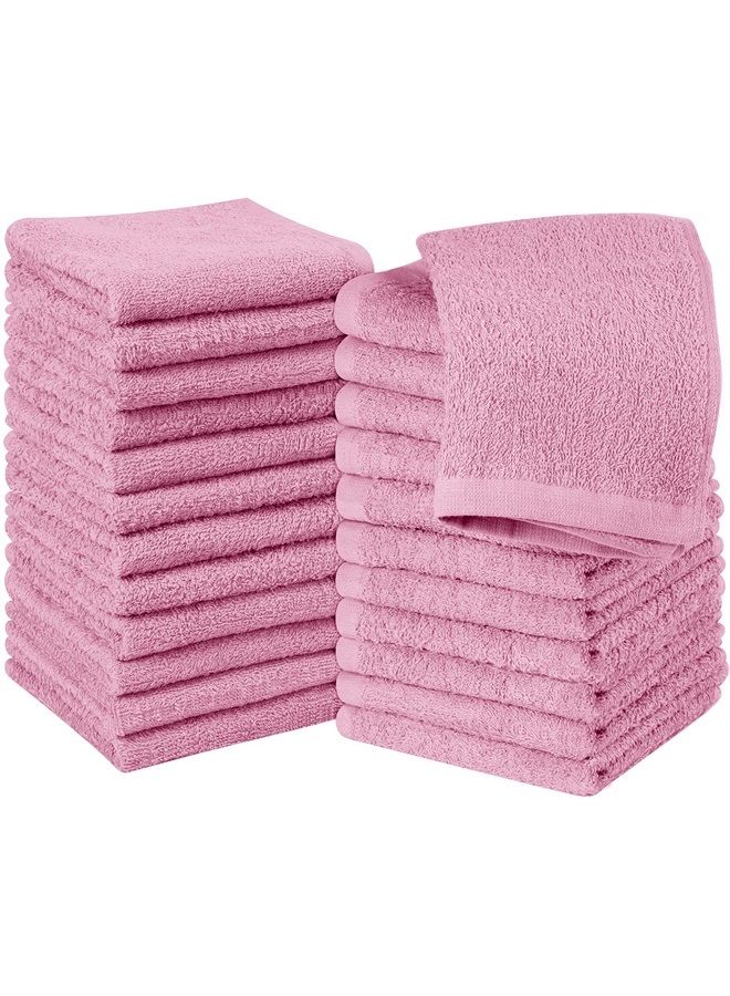 Utopia Towels Cotton Washcloths Set - 100% Ring Spun Cotton, Premium Quality Flannel Face Cloths, Highly Absorbent and Soft Feel Fingertip Towels (24 Pack, Pink) - Image 1