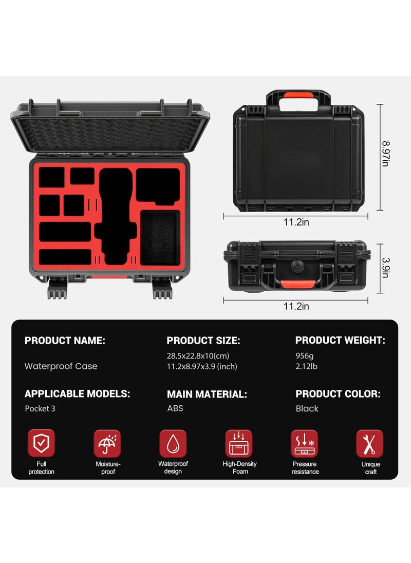 Y&D NALACAL Hard Case for Pocket 3, Multifunctional Portable Waterproof DJI 3 Creator Combo Camera Accessories  - Image 3