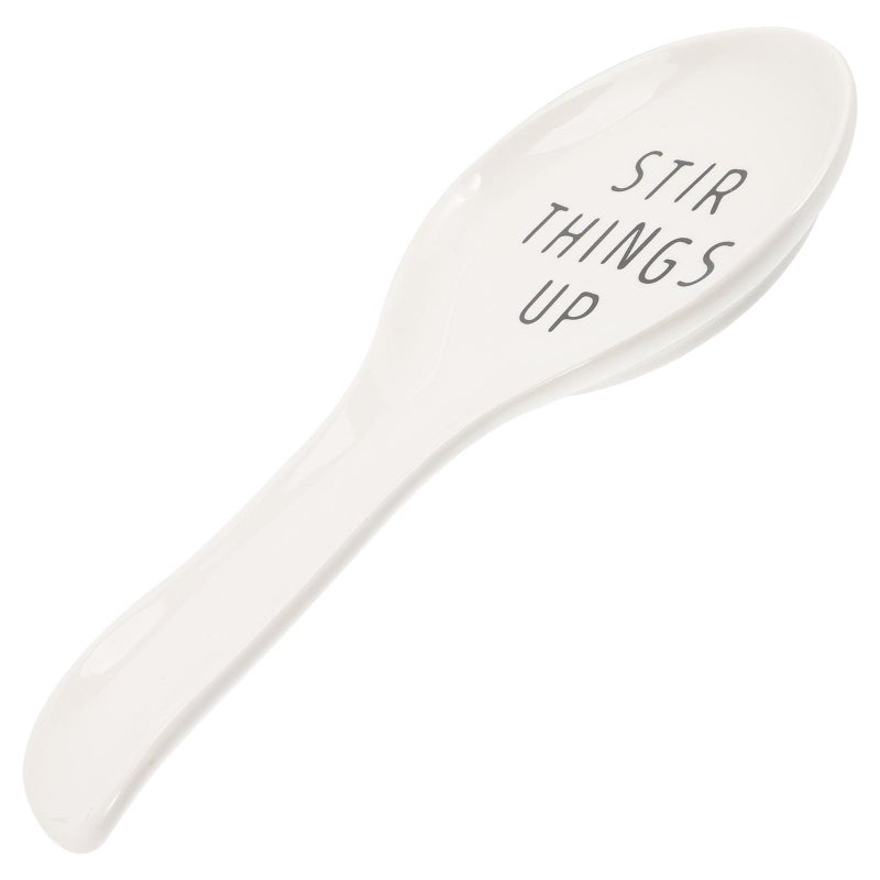 White Porcelain Ceramic Spoon Rest Sturdy Wear Resistant Kitchen Counter Holder - Image 2