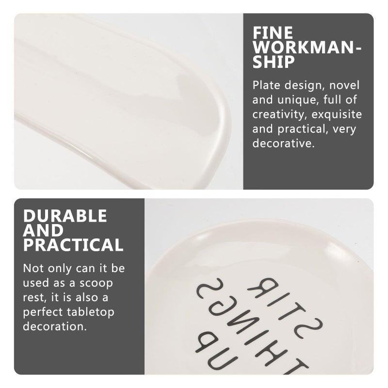 White Porcelain Ceramic Spoon Rest Sturdy Wear Resistant Kitchen Counter Holder - Image 4