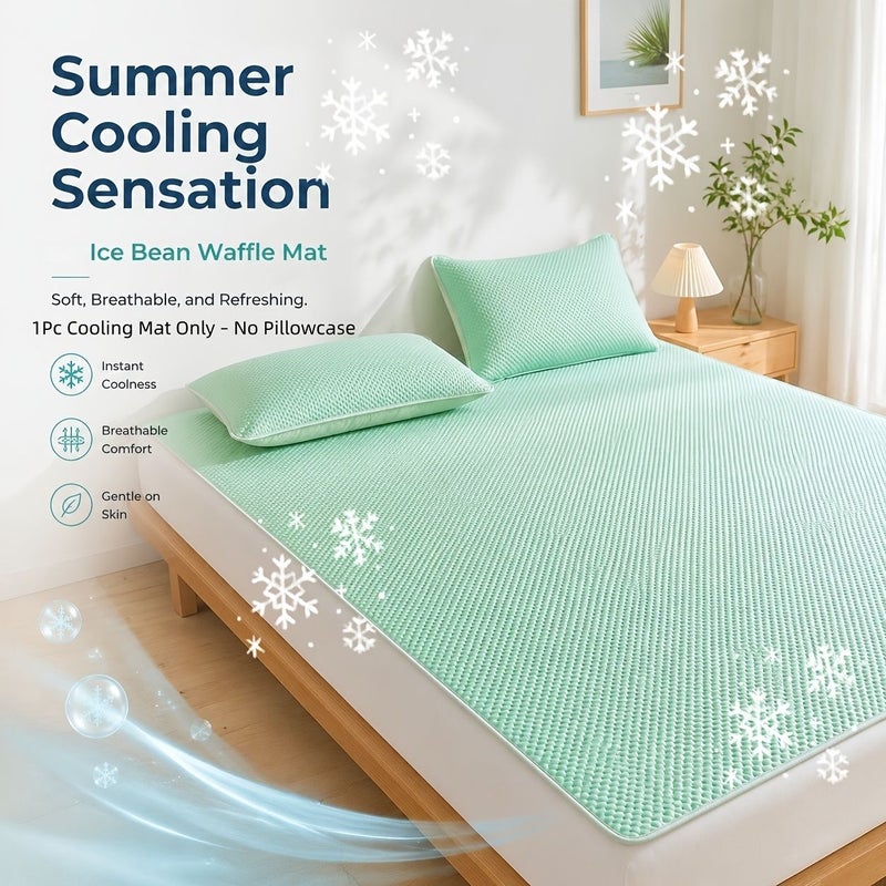 Cooling Mattress Pad Advanced Gray 78.74x90.55 Inch Single Size Summer Waffle Weave Breathable Bed Mat With 4 Corner Elastic Straps Sweat Wicking Foldable Bed Protector For Hot Sleepers Machine Washable - Image 1