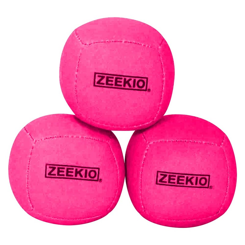 Zeekio Lunar Juggling Balls Set of 3 Professional UV Reactive 6Panel Balls Synthetic Leather Millet Filled 110g Each Solid Pink