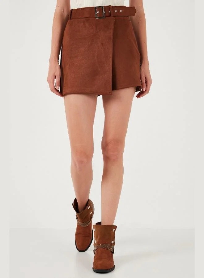 ليلا ليلا شورت تنورة شتوي بقصة عادية وفتحة غير متماثلة بسحاب للنساء