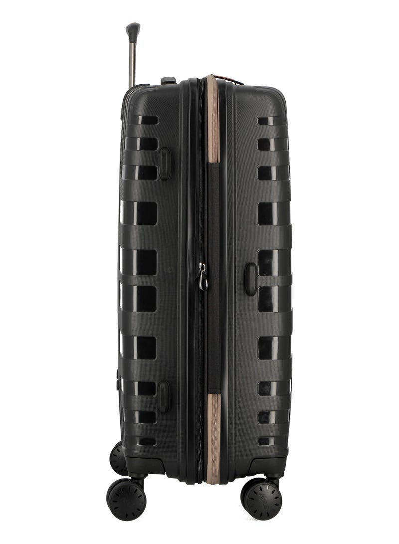 جامب كروسلاين بوليبروبيلين حقيبة أمتعة صلبة قابلة للتوسيع عربة أمتعة متوسطة 70 سم سوداء - Image 4