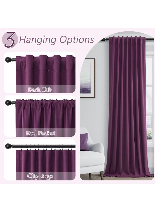 Bluejw Purple Blackout Curtains 94 Inch Length 2 Panels Set for Living Room Bedroom Back Tab Thermal Insulated 100% Black Out Linen Drapes Room Darkening Window Curtains 55 Inches Width - Image 4