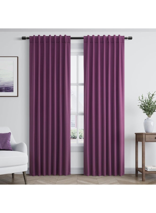 Bluejw Purple Blackout Curtains 94 Inch Length 2 Panels Set for Living Room Bedroom Back Tab Thermal Insulated 100% Black Out Linen Drapes Room Darkening Window Curtains 55 Inches Width - Image 1