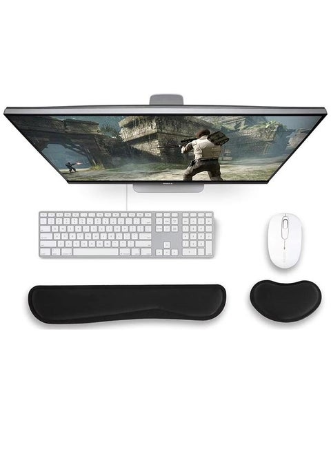 2pcs Memory Foam Mouse Wrist Pad Ergonomic Keyboard Wrist Rest Hand Support Relieve Wrist Pain for Typist Office Gaming PC Laptop Mac
