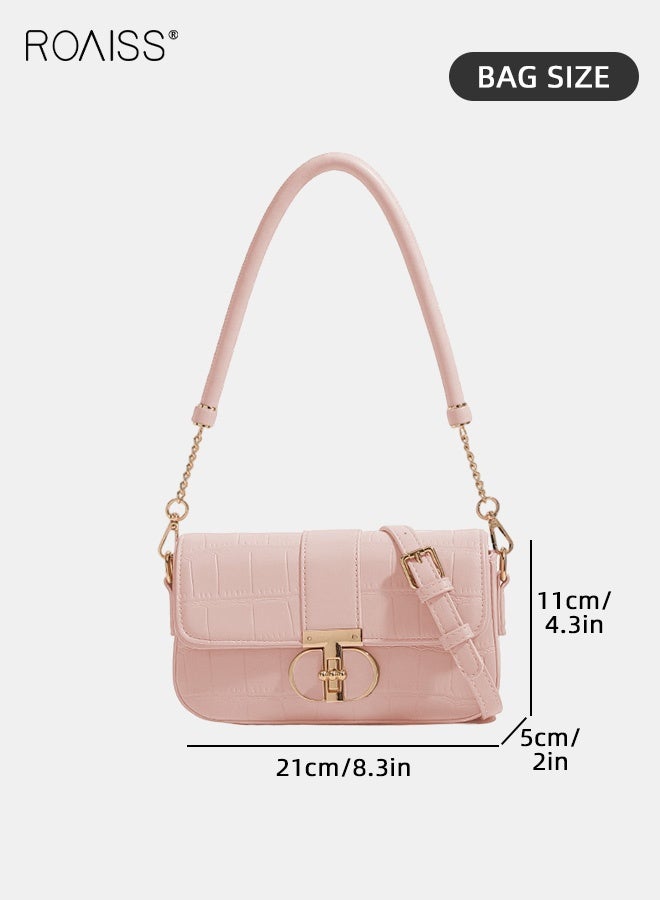 roaiss Women Stylish Shoulder Bag, Large Capacity Underarm Purse with Turn Buckle and Zipper, Elegant Chic Crossbody for Ladies, Ideal for Dating, Shopping and Everyday Use, 21*5*11cm - Image 5