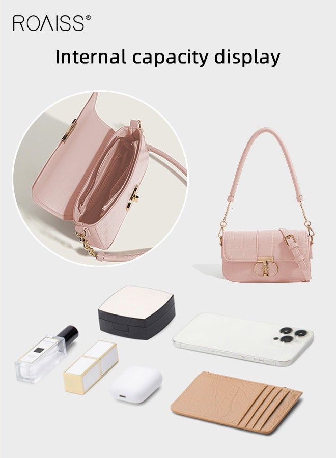roaiss Women Stylish Shoulder Bag, Large Capacity Underarm Purse with Turn Buckle and Zipper, Elegant Chic Crossbody for Ladies, Ideal for Dating, Shopping and Everyday Use, 21*5*11cm - Image 3