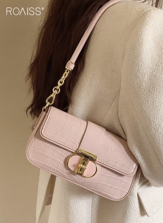 roaiss Women Stylish Shoulder Bag, Large Capacity Underarm Purse with Turn Buckle and Zipper, Elegant Chic Crossbody for Ladies, Ideal for Dating, Shopping and Everyday Use, 21*5*11cm - Image 1