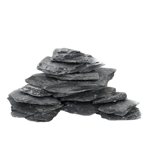Unocho Natural Slate Stone Reptile Basking Platform Rock 10lb Fish Tank Rocks for Aquascaping Terrarium Decoration&Reptile Habitats Tortoise Enclosures(2-6 inches) - Image 1