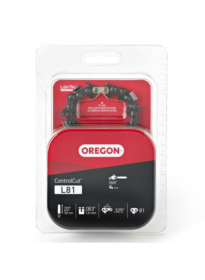 Oregon Oregon L81 PowerCut Chainsaw Chain for 20-Inch Bar, 81 Drive Links, .325" Pitch, .063" Gauge (22BPX081G),Gray  - Image 1