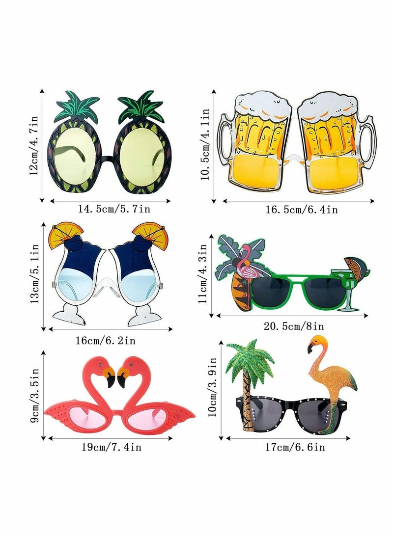 Party Glasses Funny Hawaiian Glasses 6 Pairs Hawaiian Fancy Dress Beach Party Sunglasses Fancy Photo Props for Adults Beach Themed Party Supplies Summer Pool Theme Kids Party Supplies - Image 4