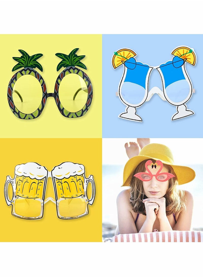 Party Glasses Funny Hawaiian Glasses 6 Pairs Hawaiian Fancy Dress Beach Party Sunglasses Fancy Photo Props for Adults Beach Themed Party Supplies Summer Pool Theme Kids Party Supplies - Image 5