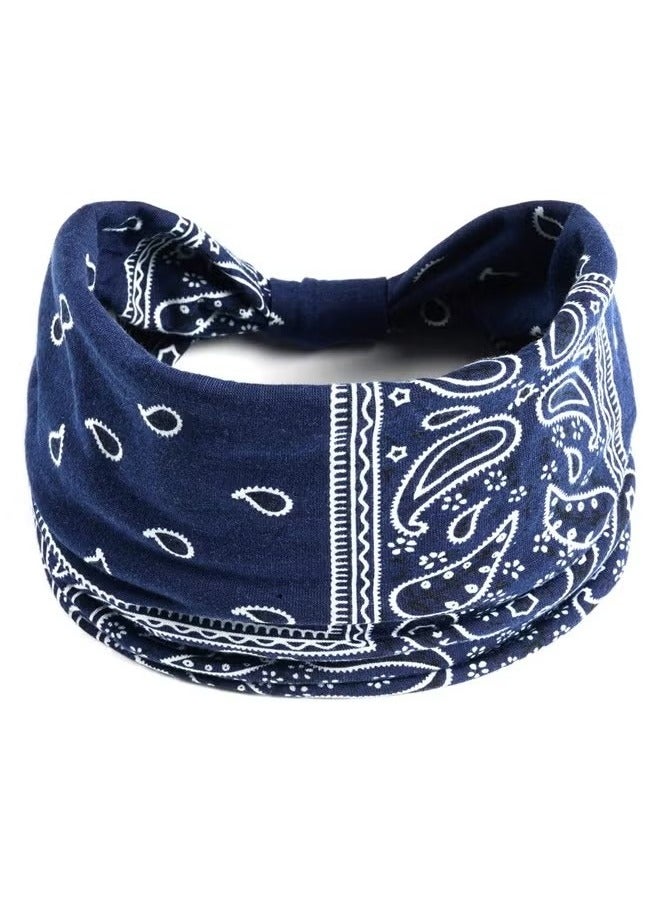 4Pcs Wide Knotted Stretch Boho Headbands, Non-Slip Head Turban, Yoga Sports Hair Accessories for Women Girls - Image 4