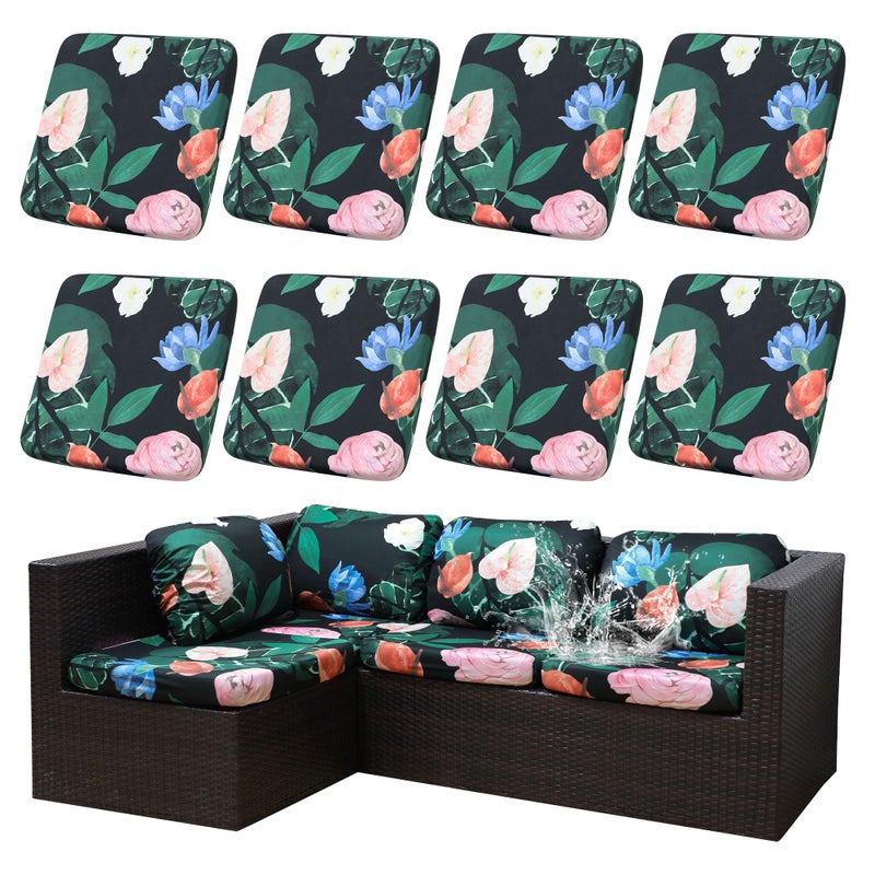 SUKAIKEQA Outdoor Cushion Covers Set,8PCS Waterproof Patio Furniture Couch Seat Slipcovers, Replacement for Sofa Sectional Chair(Coverï¼ŒOnly) - Image 1