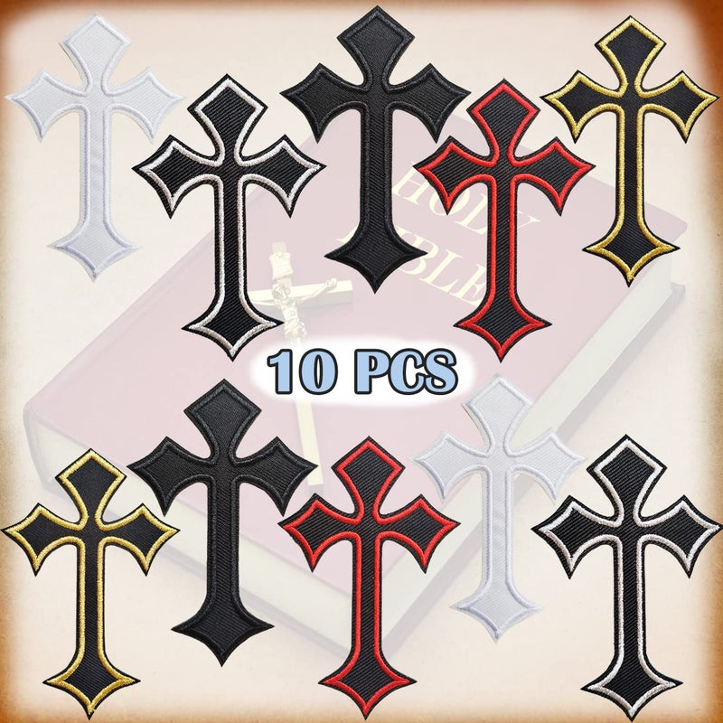 SPRT Cross Patch Iron on,10 Pieces SPRT Cross Embroidered Patches Mixed Colors Applique Crosses Patches for Clothing Jackets Backpacks Jeans - Image 2