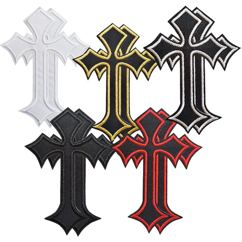 SPRT Cross Patch Iron on,10 Pieces SPRT Cross Embroidered Patches Mixed Colors Applique Crosses Patches for Clothing Jackets Backpacks Jeans - Image 1