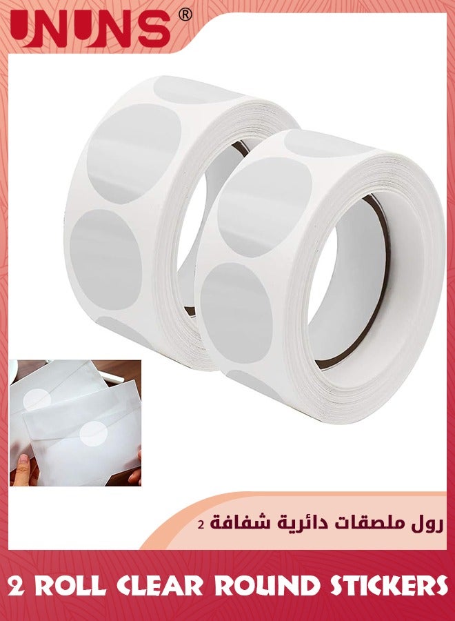 UNUNS 2000 Pcs Clear Round Stickers,2.5cm Transparent Seal Stickers,Round Seal Labels Self Adhesive Stickers,Round Stickers For Envelopes Box Gift Packaging,Clear Circle Labels-1000 Per Roll - Image 1