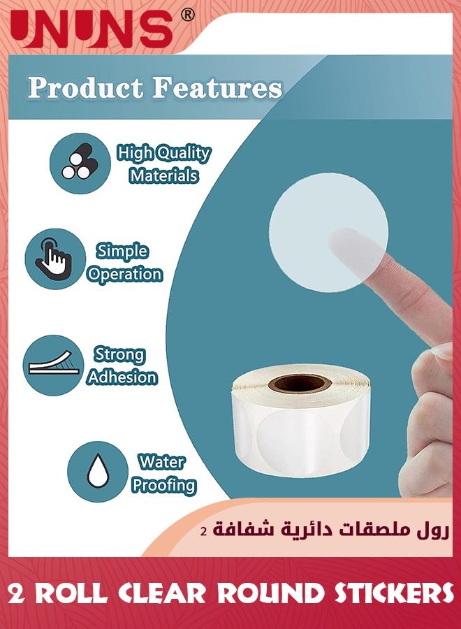 UNUNS 2000 Pcs Clear Round Stickers,2.5cm Transparent Seal Stickers,Round Seal Labels Self Adhesive Stickers,Round Stickers For Envelopes Box Gift Packaging,Clear Circle Labels-1000 Per Roll - Image 5