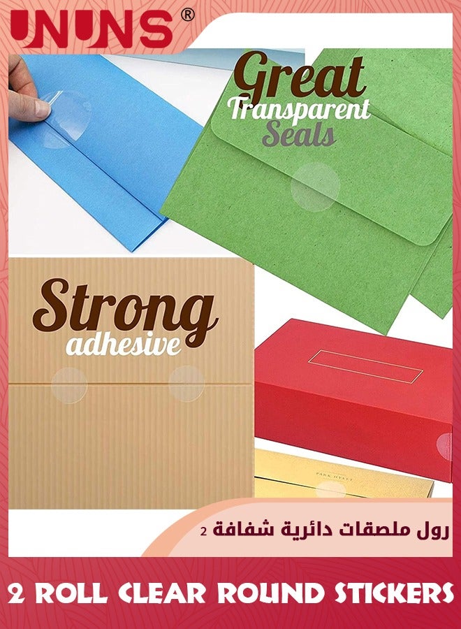 UNUNS 2000 Pcs Clear Round Stickers,2.5cm Transparent Seal Stickers,Round Seal Labels Self Adhesive Stickers,Round Stickers For Envelopes Box Gift Packaging,Clear Circle Labels-1000 Per Roll - Image 2