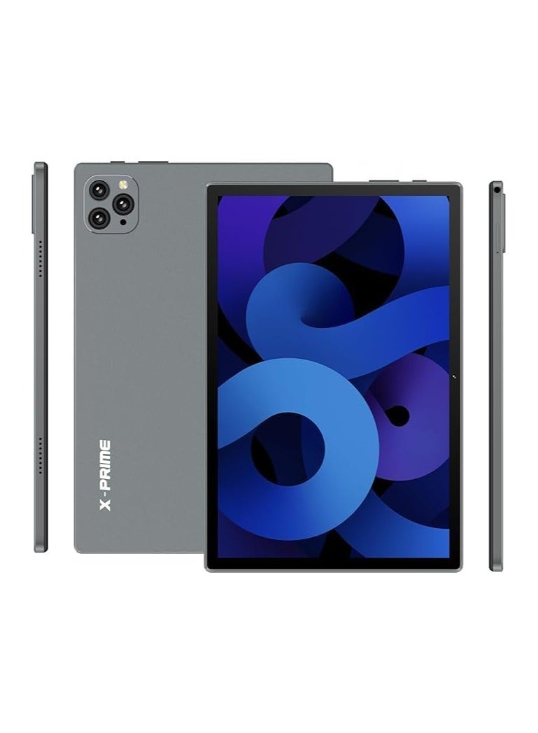 اكس برايم جهاز لوحي ذكي X-Prime A15 Max بشاشة عالية الدقة مقاس 10.1 بوصة، يعمل بنظام Android 13، مع لوحة مفاتيح وماوس وشريحتي اتصال وشبكة 5G وواي فاي وذاكرة وصول عشوائي (RAM) سعة 8 جيجابايت وذاكرة قراءة فقط (ROM) سعة 256 جيجابايت وكاميرا مزدوجة ودعم Google Meet وZoom (رمادي) - Image 1