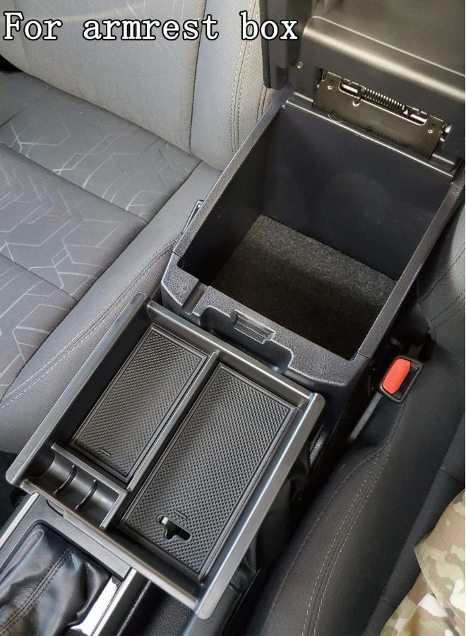 Center Console Accessory Organizer Compatible with Toyota Tacoma 2016 2017 2018 2019 2020 2021 2022 2023, ABS Material Armrest Box Insert Tray (Black Trim) - Image 2